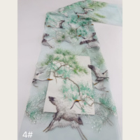 Nouveau tissu en tulle brodé style chinois avec motifs pin et grue, 6 couleurs, lourdement pailleté, pour robe Qipao