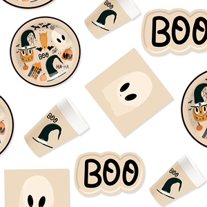 DAMAI Halloween Party Paper Plates Napkins Supplies Set Disposable Tableware Decorations Birthday Party Favors - Product Image 2