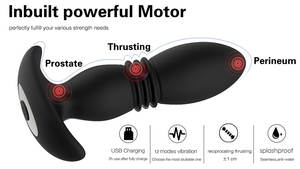 Hot Selling 2-in-1 Schub Dildo Vibrator Fernbedienung Anal Sexspielzeug Silikon Männlich Prostata Massage gerät und Frau Butt Plug - Product Image 5