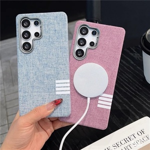 เคสโทรศัพท์ผ้าลินินแม่เหล็กแฟชั่นสำหรับ Samsung S25 S24 S23 Ultra Plus พร้อมกรอบเลนส์โลหะ ป้องกันการกระแทก - Product Image 2