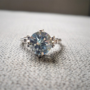 Anello con pietra blu cielo per donna, tono argento, gioielli minimalisti alla moda da indossare tutti i giorni - Product Image 6