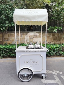 Carrito de Helados Comercial Blanco con Toldo y 4 Cubetas de Acero Inoxidable para Gelato - Product Image 2
