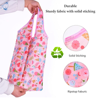 Sac en nylon écologique recyclé, imprimé, pliable, sac de courses réutilisable, emballage réutilisable, sac de courses pliable en polyester, imprimé personnalisé