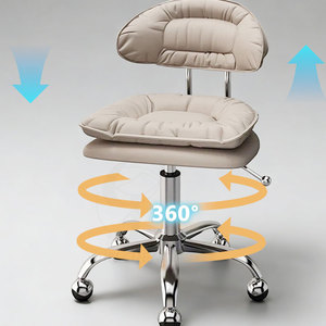 Wholesale Luxury Manicure Chair Set Leather <b>Rolling</b> Stool Combo Professional Nail Salon Furniture - Product Image 3