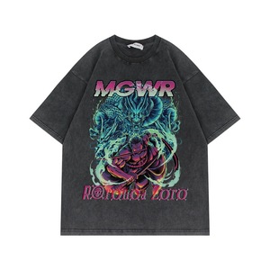 T-shirt Oversize da uomo <span class=keywords><strong>Anime</strong></span> Vintage con mezze maniche con lavaggio acido - Product Image 6