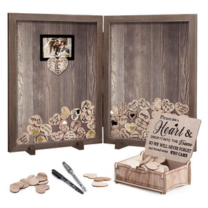 Livre d'or pièce maîtresse de <span class=keywords><strong>table</strong></span> rustique fournitures de <span class=keywords><strong>décoration</strong></span> de <span class=keywords><strong>mariage</strong></span> coeur livre en bois livre d'or livre d'or cadre alternative - Product Image 1