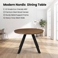 Table à manger extensible scandinave en placage de bois, plateau en MDF avec base métallique, rail silencieux robuste, fournisseur de meubles en gros
