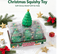 Jouet Squishy Arbre de Noël Anti-Stress Sensoriel à Presser, Décoration de Bureau Mignonne, Cadeau de Noël pour Enfants de 5 à 7 Ans
