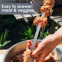 Brochettes plates larges SEB pour barbecue, 15,7 * 5/8 pouces, en acier inoxydable, réutilisables, pour grillades et cuisson en extérieur
