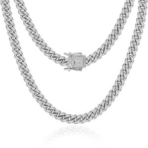Colar Feminino de Corrente Cubana Hiphop Banhado a Ouro Prata S925 com Moissanite Cravejado - Product Image 1