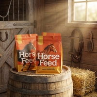 Sac d'emballage alimentaire pour animaux de compagnie, qualité alimentaire, recyclable, à fond carré, avec fermeture éclair réutilisable, grande capacité 20 lb, logo personnalisé, pour chevaux