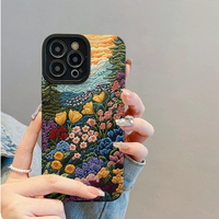 Étui de téléphone portable en cuir artificiel TPU avec impression de fleurs colorées style graffiti pour iPhone X Xr 11 12 13 14 15 16 17 18 Pro Max