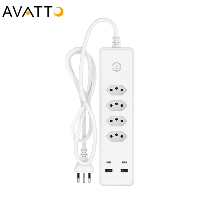 Avatto Tuya WI-FI Smart Power Strip Socket Voice Control Mobile Phone Remote Smart Wall Socket Wifi Smart Power Strip