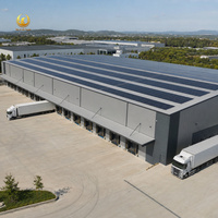 Entrepôt préfabriqué en structure métallique industrielle avec installation solaire prête à l'emploi, atelier métallique étanche, bâtiment de stockage logistique