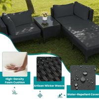 Ensemble de canapés de conversation en osier, canapé sectionnel de patio en rotin, mobilier de loisirs pour jardin et balcon extérieur