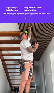 Panneaux acoustiques en fibre de polyester insonorisant Bande de bois Grille Bar TV Fond Mur Isolation Panneau Direct Usine - Product Image 5