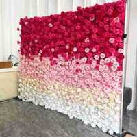 Dinding Bunga Mawar Buatan Berbahan Kain 5D Gradien untuk Latar Belakang Pernikahan, Acara Luar Ruangan, Pesta, Latar Belakang Photo Booth, Dinding Floral