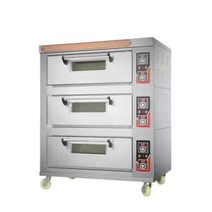 3 개의 갑판 및 9 개의 쟁반 피자 굽기 갑판 오븐을 가진 굽기 장비 스테인리스 상업적인 전기 오븐