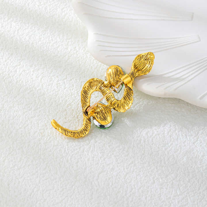 Panjatan Crystal Studded Deer Brooch Set - 2 Piece, Brass, Elegant Design For Ethnic Wear - View #3
