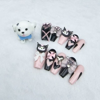 Uñas a presión puro hecho a mano dibujos animados lindo estilo Kurokami alta calidad reutilizable