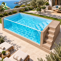 Piscine hors sol en fibre de verre de 7 m avec éclairage LED intégré, marches intégrées, pour villa et jardin, jacuzzi extérieur