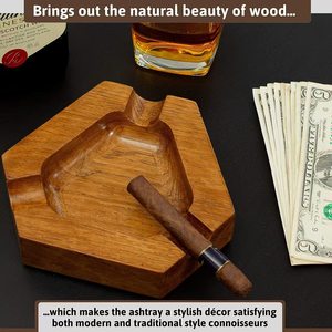 Cenicero de madera hexagonal para cigarros, para uso en escritorio y al aire libre - Product Image 1