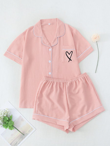 夏季短衬衫和裤子睡衣套装纯色可爱女童外套两件套 - Product Image 6