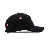 Gorra de Béisbol Minimalista con Bordado de Flor de Durazno, Visera de Gamuza, 6 Paneles de Algodón y Hebilla Metálica, Venta al Por Mayor