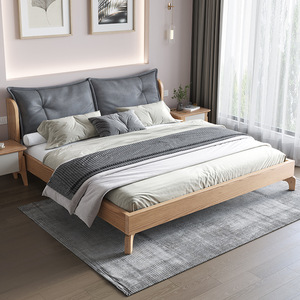 เตียงไม้เบิร์ชสมัยใหม่ ขนาด 1.5 ม. 1.8 ม. หัวเตียงนุ่ม เฟอร์นิเจอร์ห้องนอน - Product Image 2