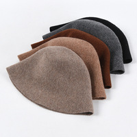 Sombreros de cubo de punto de invierno con logotipo personalizado para mujer, sombrero Fedora para iglesia, boda, señora, Cloche, gorro de punto de lana liso en blanco 100%, gorro cálido