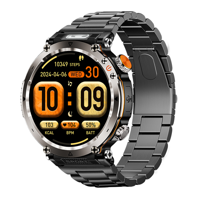 Outdoor Men Women Smartwatch 1.7" IP68 Waterproof IPS Fitness Tracker with Stainless Steel Strap HT30 Smart Watch