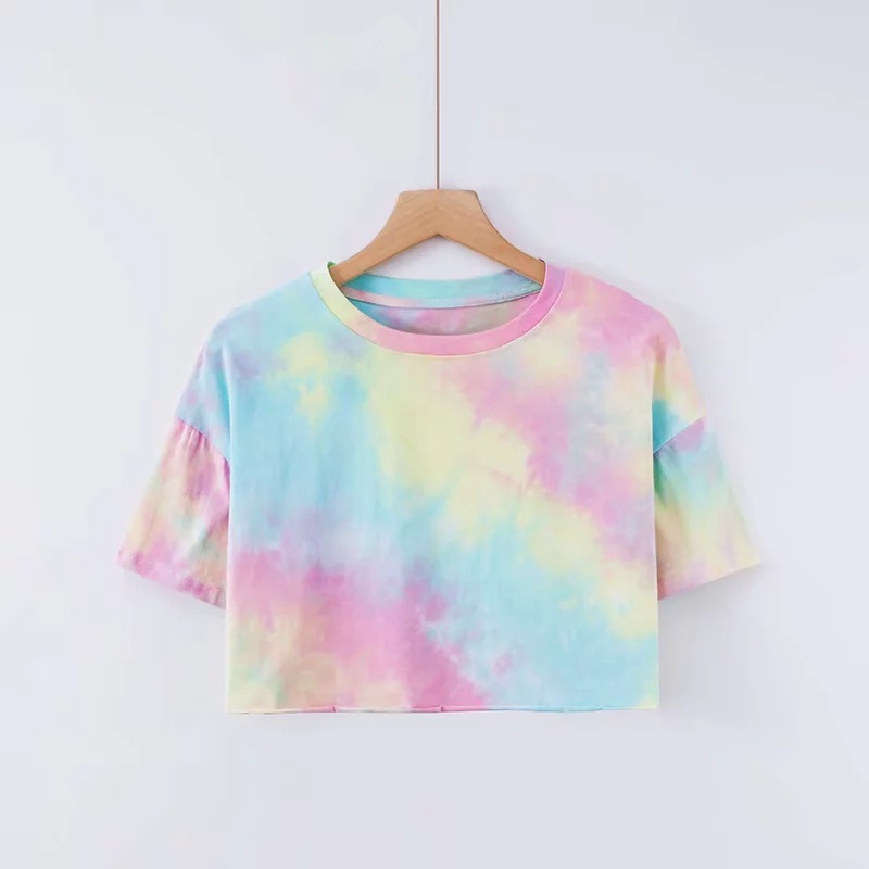 J9272 Fashion Ladies Crop Tops Tie Dye Women Tops Short