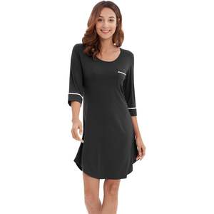 Vente en gros de chemises de nuit pour femmes à manches 3/4, vêtements de nuit en viscose de bambou rafraîchissante, taille S-4X - Product Image 1