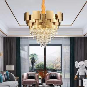 Luxury Pendant Lamp Artistic Living Room Hotel Lobby Lustre Gold K9 <b>Crystal</b> Raindrop <b>Chandelier</b> - Product Image 5