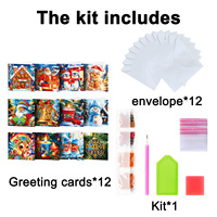 Kit de cartes de vœux de Noël à peindre au diamant, avec forets de formes spéciales, cartes de vœux de fêtes avec enveloppes, cadeau pour enfants et adultes