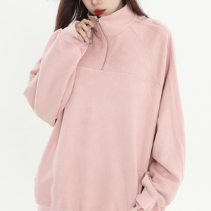 Sudadera <span class=keywords><strong>de</strong></span> algodón <span class=keywords><strong>de</strong></span> <span class=keywords><strong>dos</strong></span> piezas para mujer, con logotipo personalizado, corte holgado informal, tejido multicolor, cuello alto con cremallera, manga larga y <span class=keywords><strong>tres</strong></span> rayas. - Product Image 3