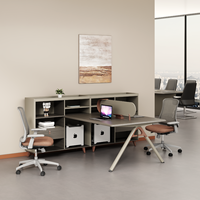 Bureau de travail moderne en bois personnalisable pour employés, avec armoire de rangement et cloison de séparation, table de travail pour personnel, pour commande en gros