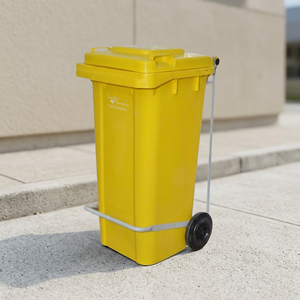 Yellow Rectangular Wheeled Outdoor Dust <b>Bin</b> With <b>Lid</b> Recycling Garbage Storage Bucket - Product Image 4