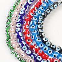 8-14mm verre poli mauvais œil breloque accessoires décor à la maison dinde ronde breloque couleur bleu mauvais œil perle de verre pour Bracelet