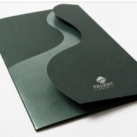 Porte-documents de présentation en papier avec fente pour cartes de visite, format personnalisé, anti-rayures, avec lamination, gaufrage et débossage, pour le bureau