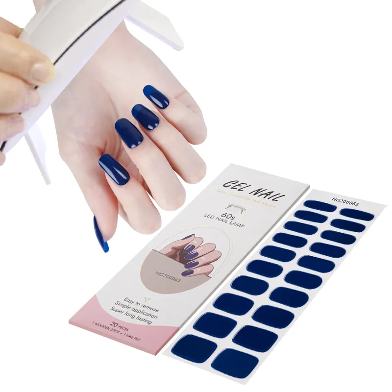 Huizi factory fornitore New Nail art semi cured gel nail wraps polish strips smalto gel uv