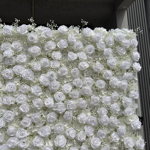 Nouvelle Murale Florale Artificielle de Mariage 2,4m x 2,4m, avec Gypsophile Blanc, Hortensia et Rose Blanche, Décoration Personnalisable pour Toile de Fond - Product Image 2