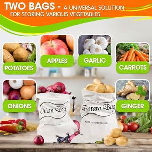 Bolsa Reutilizable de Lona para Almacenamiento de Vegetales, Cuadrada, Resistente, para Mantener Frescos Patatas, Cebollas, Tomates y Frutas - Product Image 6