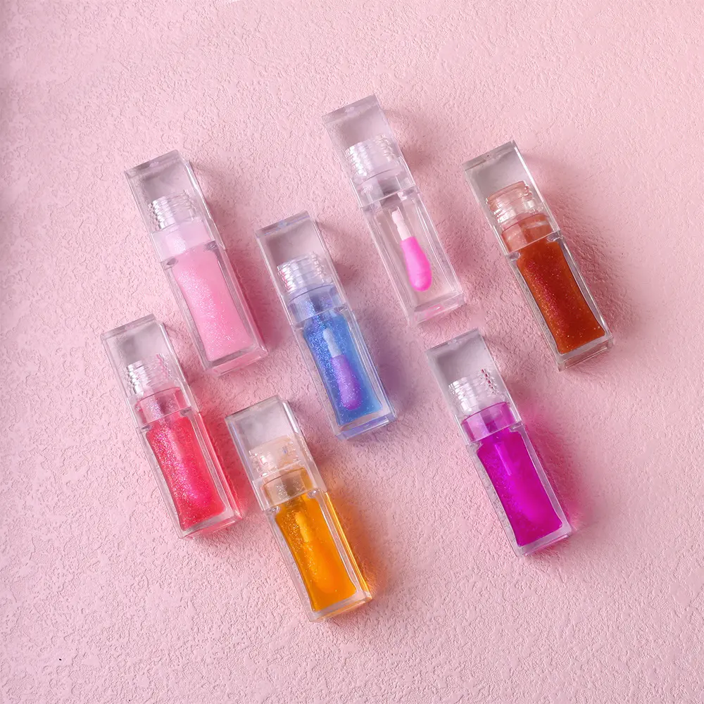 Óleo de lip plumper personalizado 7 gloss, óleo aromatizante de frutas, marca própria, cuidados com os lábios, óleo de lip plumper vegano transparente, mudança de cor