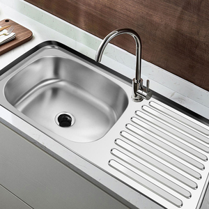 Fregadero compacto de acero inoxidable con desagüe curvo de un solo orificio para uso familiar en gabinetes estándar - Product Image 6