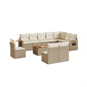 Modular Beige PE <b>Rattan</b> Garden <b>Sofa</b> Set Outdoor Furniture 10 Seater Modern Design - Product Image 1