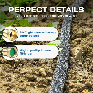 Tuyau d'irrigation <span class=keywords><strong>microporeux</strong></span> pour jardin, personnalisable en taille, 50 pieds, avec connecteurs métalliques robustes - Product Image 4