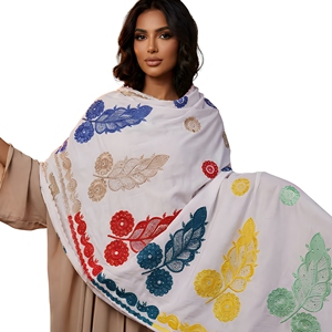 Wholesale Women Polyester Embroidery Shawl Leaf Print Ethnic Scarf Lightweight Breathable Soft Elegant Ladies Modest Fashion - Product Image 4