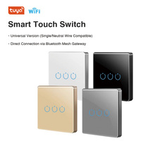 Interruptor Táctil Inteligente de Pared de 3 Ganglios Tuya WiFi Mesh, Panel de Control Inteligente Universal para Iluminación del Hogar con Cable Neutro