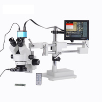 Microscope trinoculaire PCB 14mp + moniteur LCD 8 ", simulateur, variable, pour inspection PCB, x 7-45x